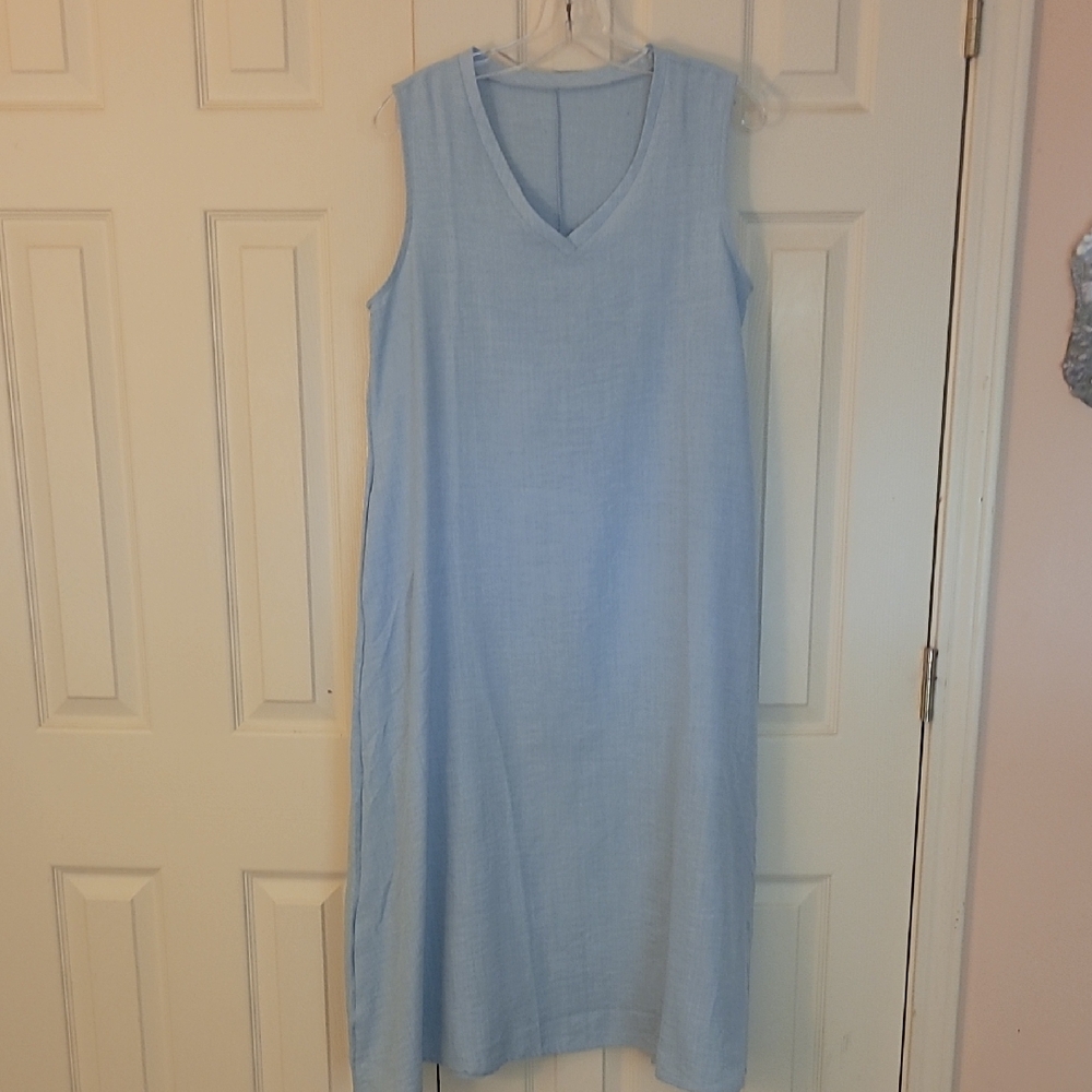 Source Unknown Sky Blue Sleeveless Midi Dress